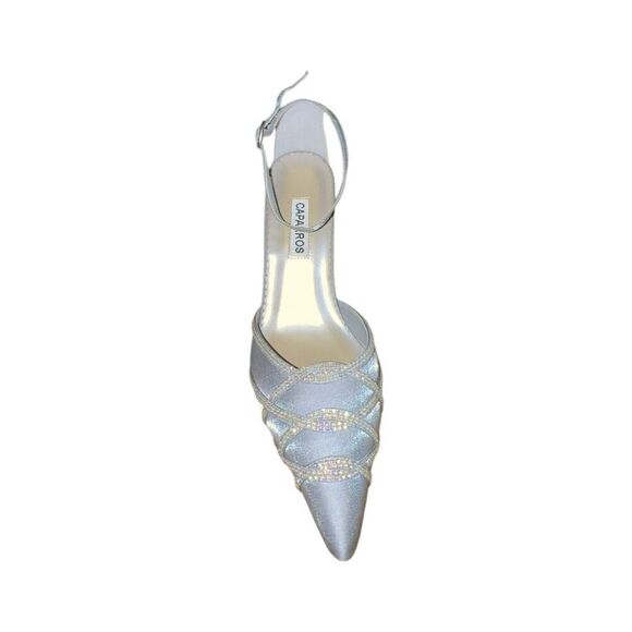 Caparros Pale Silver Aurora - Strappy Pointed Toe Heels Womens Sz 10 - READ DESC - Picture 2 of 10
